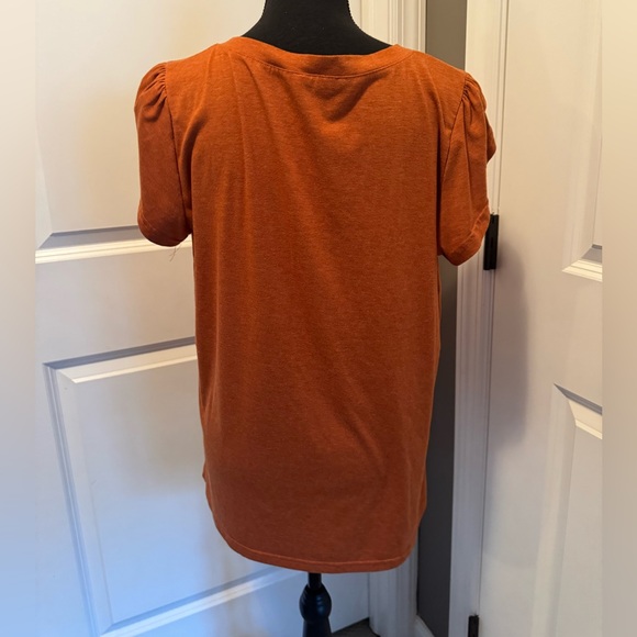 Women's Orange V-Neck Top - Picture 2 of 5